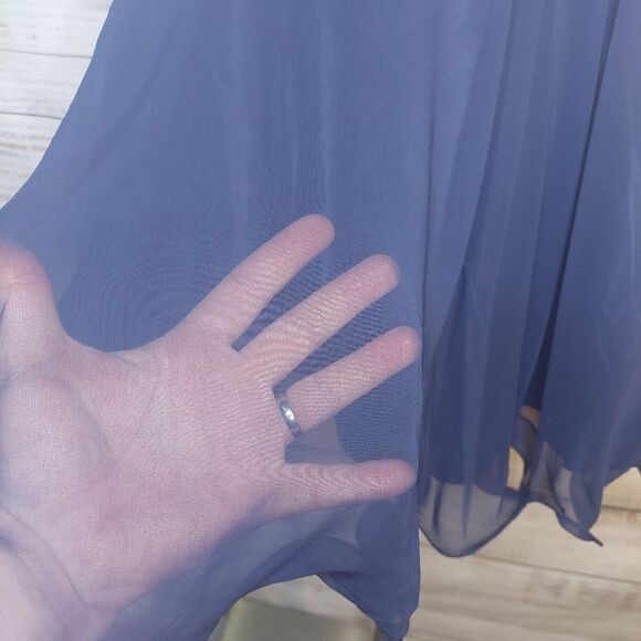 NWT Elizabeth K Lace Bodice Chiffon Navy Blue Semi-Formal Dress, Size M - Picture 7 of 16